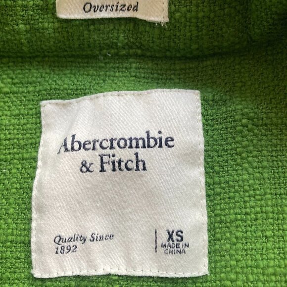 ABERCROMBIE & FITCH OVERSIZED GREEN  woven Shacket Button Down Shirt Woman's XS - Picture 3 of 8
